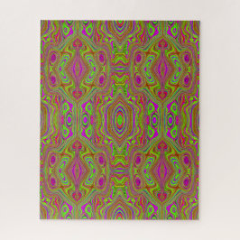 Trippy Retro Chartreuse Magenta Abstraktes Muster Puzzle