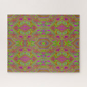 Trippy Retro Chartreuse Magenta Abstraktes Muster Puzzle (Horizontal)