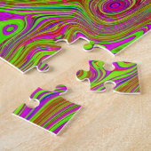 Trippy Retro Chartreuse Magenta Abstraktes Muster Puzzle (Seite)