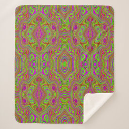 Trippy Retro Chartreuse Magenta Abstraktes Muster Sherpadecke