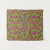 Trippy Retro Chartreuse Magenta Abstraktes Muster Wandteppich (Vorderseite (Horizontal))