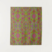 Trippy Retro Chartreuse Magenta Abstraktes Muster Wandteppich (Vorderseite)