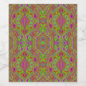 Trippy Retro Chartreuse Magenta Abstraktes Muster Weinetikett (Einzelnes Label)