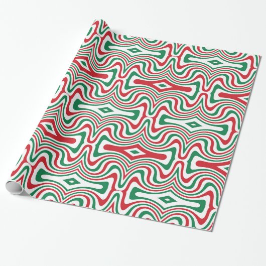 Trippy Retro Groovy Squiggy Weihnachtsmuster Geschenkpapier (Ungerollt)