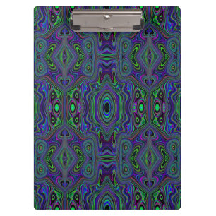 Trippy Retro Königsblau und Limettgrün Abstract Klemmbrett