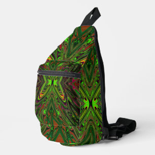 Trippy Retro Limettengrün abstrakter Schmetterling Crossbody Bag