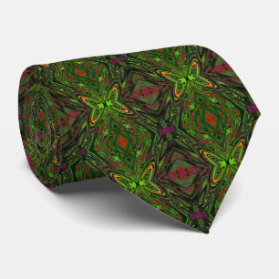 Trippy Retro Limettengrün abstrakter Schmetterling Krawatte