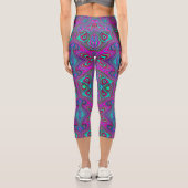 Trippy Retro Magenta, Blau und Grün Abstrakt Capri Leggings (Rückseite)
