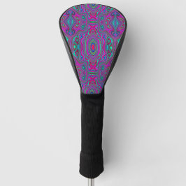 Trippy Retro Magenta, Blau und Grün Abstrakt Golf Headcover