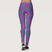Trippy Retro Magenta, Blau und Grün Abstrakt Leggings (Rückseite)
