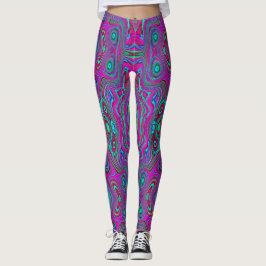Trippy Retro Magenta, Blau und Grün Abstrakt Leggings