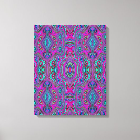 Trippy Retro Magenta, Blau und Grün Abstrakt Leinwanddruck (Vorderseite)