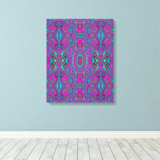 Trippy Retro Magenta, Blau und Grün Abstrakt Leinwanddruck (Insitu (Holzboden))
