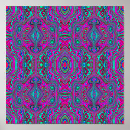 Trippy Retro Magenta, Blau und Grün Abstrakt Poster