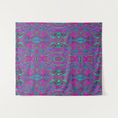 Trippy Retro Magenta, Blau und Grün Abstrakt Wandteppich (Vorderseite (Horizontal))