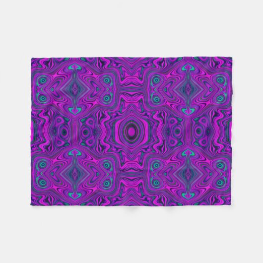 Trippy Retro Magenta und Schwarz Abstraktes Muster Fleecedecke (Vorderseite (Horizontal))