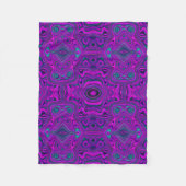 Trippy Retro Magenta und Schwarz Abstraktes Muster Fleecedecke (Vorderseite)