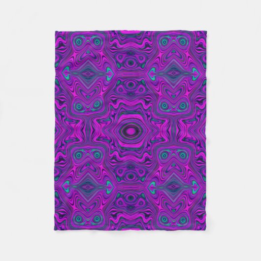 Trippy Retro Magenta und Schwarz Abstraktes Muster Fleecedecke (Vorderseite)