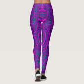 Trippy Retro Magenta und Schwarz Abstraktes Muster Leggings (Rückseite)