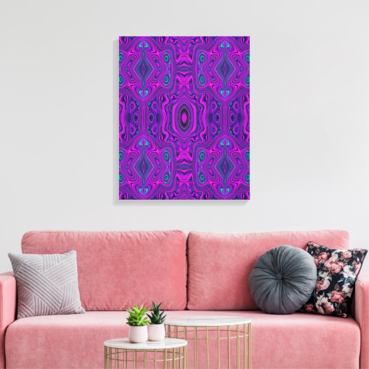 Trippy Retro Magenta und Schwarz Abstraktes Muster Leinwanddruck (Insitu (Wohnzimmer))