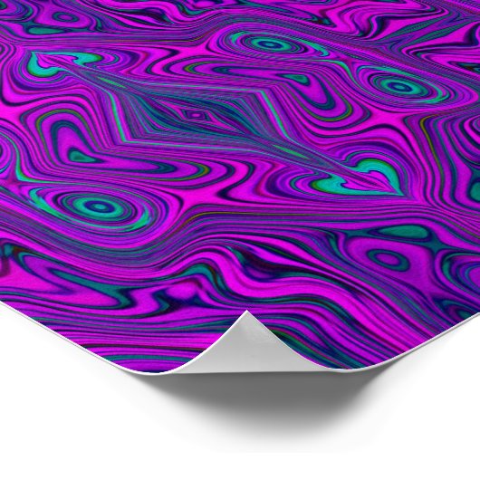 Trippy Retro Magenta und Schwarz Abstraktes Muster Poster (Ecke)