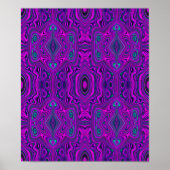 Trippy Retro Magenta und Schwarz Abstraktes Muster Poster (Vorne)