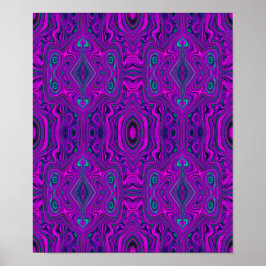 Trippy Retro Magenta und Schwarz Abstraktes Muster Poster