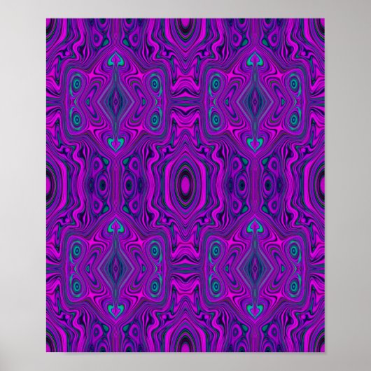 Trippy Retro Magenta und Schwarz Abstraktes Muster Poster (Vorne)