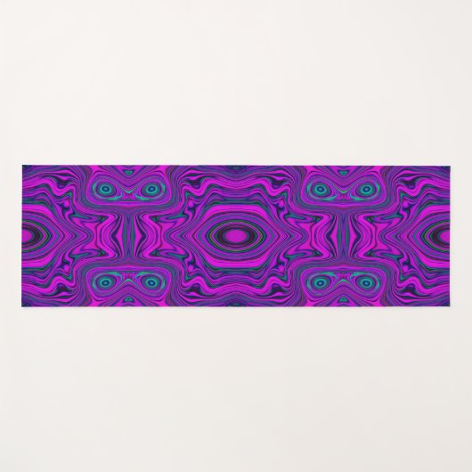 Trippy Retro Magenta und Schwarz Abstraktes Muster Yogamatte (Vorderseite (Horizontal))