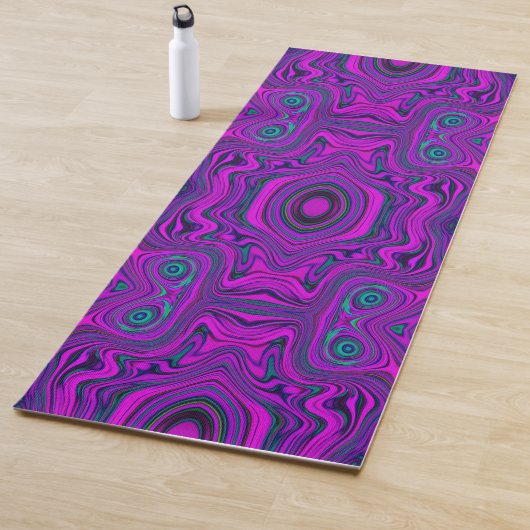 Trippy Retro Magenta und Schwarz Abstraktes Muster Yogamatte (Beispiel)