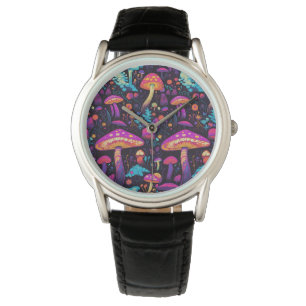 Trippy Retro Mushroom Watch Armbanduhr