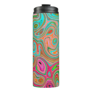 Trippy Retro Orange und Aqua Groovy Abstract Art Thermosbecher