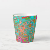 Trippy Retro Orange und Aqua Groovy Abstrakte Kuns Milchtasse (Vorderseite)