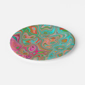 Trippy Retro Orange und Aqua Groovy Abstrakte Kuns Pappteller (Schrägansicht)