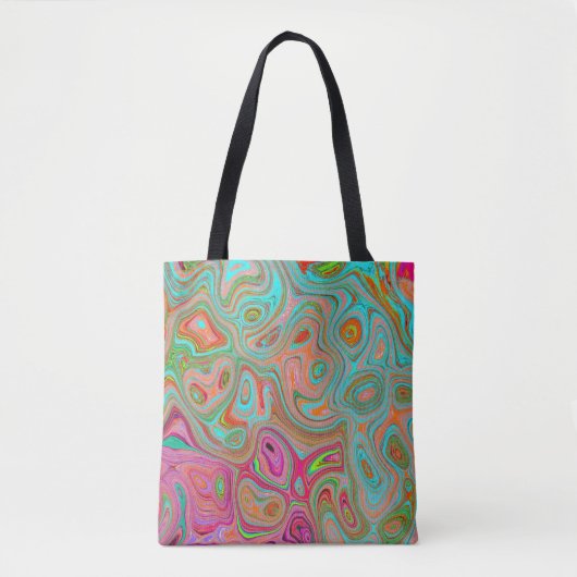 Trippy Retro Orange und Aqua Groovy Abstrakte Kuns Tasche (Vorderseite)