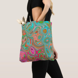 Trippy Retro Orange und Aqua Groovy Abstrakte Kuns Tasche