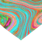 Trippy Retro Orange und Aqua Groovy Abstrakte Kuns Tischdecke (Schrägansicht)