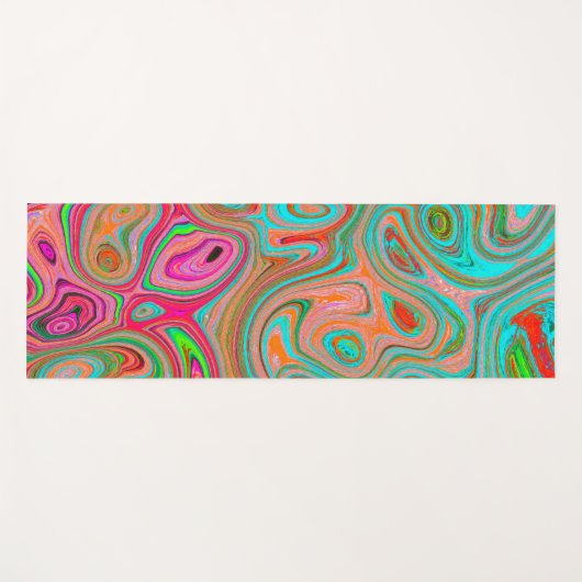 Trippy Retro Orange und Aqua Groovy Abstrakte Kuns Yogamatte (Vorderseite (Horizontal))