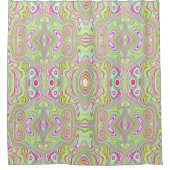 Trippy Retro Pink und Lime Green Abstraktes Muster Duschvorhang (Vorderseite)