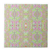 Trippy Retro Pink und Lime Green Abstraktes Muster Fliese (Vorderseite)