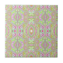 Trippy Retro Pink und Lime Green Abstraktes Muster Fliese