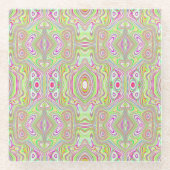 Trippy Retro Pink und Lime Green Abstraktes Muster Glasuntersetzer (Vorderseite)