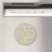 Trippy Retro Pink und Lime Green Abstraktes Muster Magnet (In Situ (Geschirrspüler))
