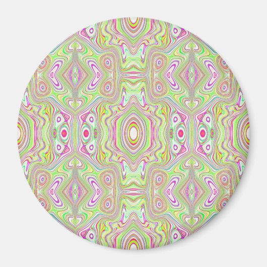 Trippy Retro Pink und Lime Green Abstraktes Muster Magnet (Vorne)
