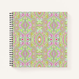 Trippy Retro Pink und Lime Green Abstraktes Muster Notizblock