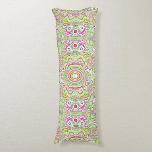 Trippy Retro Pink und Lime Green Abstraktes Muster Seitenschläferkissen (Vorderseite Vertikal)
