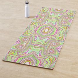 Trippy Retro Pink und Lime Green Abstraktes Muster Yogamatte
