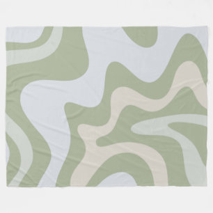 Trippy Retro Sage Green Wirbel Abstraktes Muster Fleecedecke