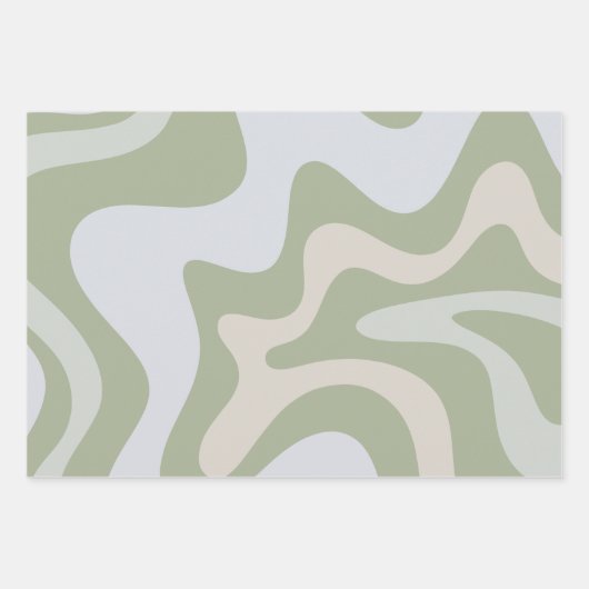 Trippy Retro Sage Green Wirbel Abstraktes Muster Geschenkpapier Set (Vorderseite 3)
