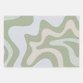 Trippy Retro Sage Green Wirbel Abstraktes Muster Geschenkpapier Set (Vorderseite 2)
